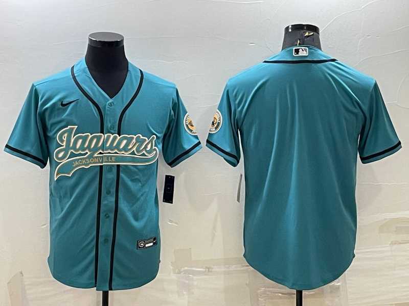Men's Jacksonville Jaguars Blank Teal With Patch Cool Base Stitched Baseball Jersey,We sell and wholesale Men's Jacksonville Jaguars Blank Teal With Patch Cool Base Stitched Baseball Jersey on line form chian!